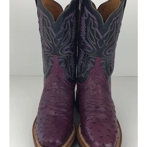 Vintage Lucchese 2000 Ostrich Leather Cowboy Western Boots 7.5 B Barely Worn